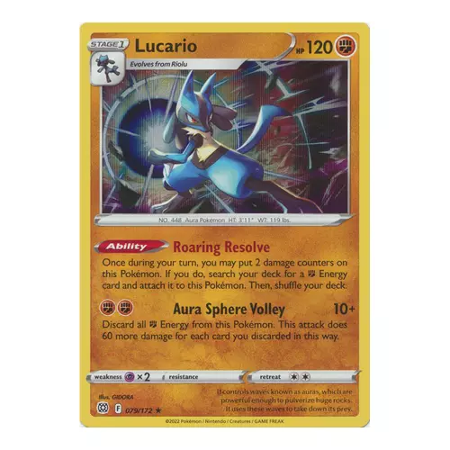 Lucario 079/172 Holo Rare Brilliant Stars Pokemon Cards TCG Pack Fresh Mint
