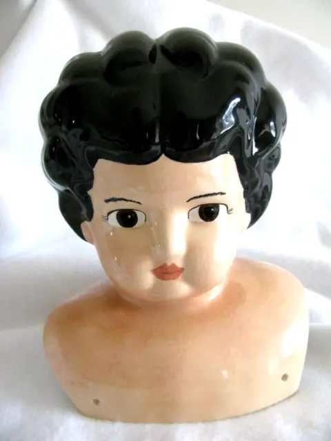 Large 7.5" Antique Vtg China Head Porcelain Doll HEAD ONLY 1984 Reproduction