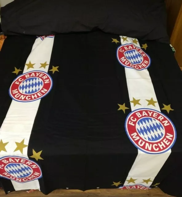 Single Bed Duvet Cover & One Black Pillowcase Bayern Munich F.c Reversible