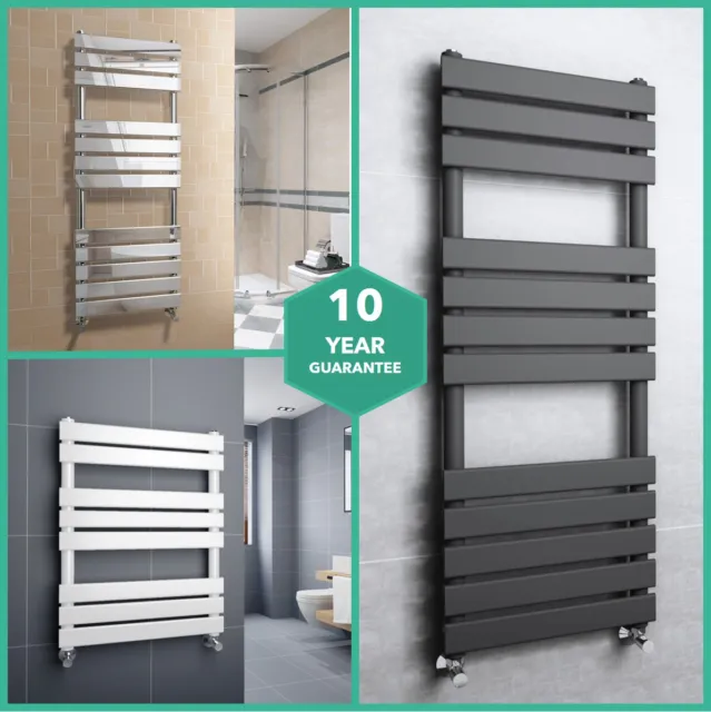 Designer Bathroom Flat Panel Heated Towel Rail Radiator Chrome White Grey Black