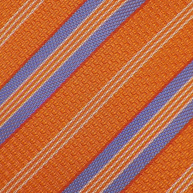 DAVID DONAHUE Mens Orange Blue STRIPED Self-tipped Handmade Woven Silk Tie NWT