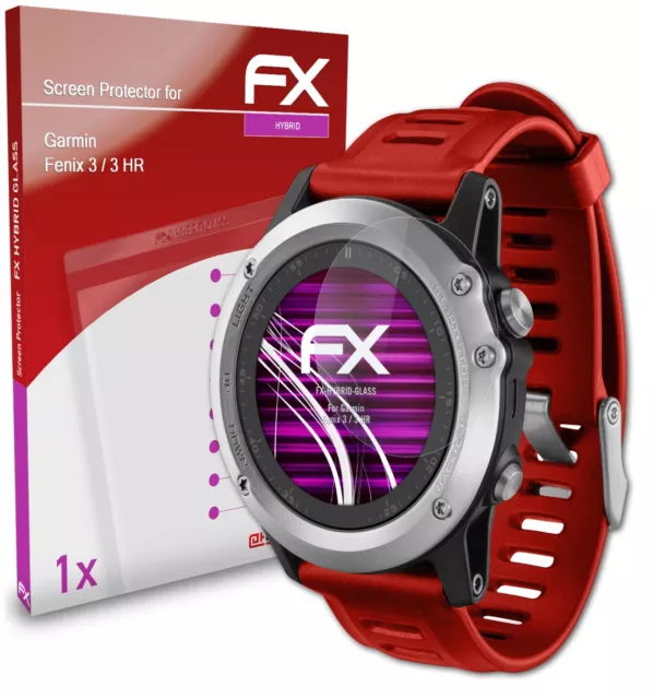 atFoliX Glasfolie für Garmin Fenix 3 / 3 HR Panzerfolie 9H Schutzpanzer