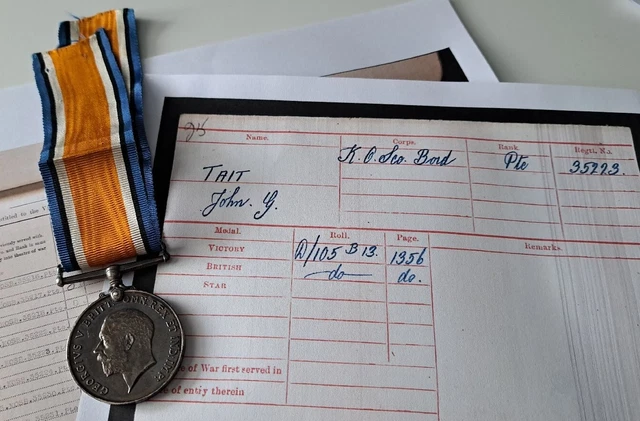 WW1 British War Medal to Pte Tait, 2nd King's Own Scottish Borderers