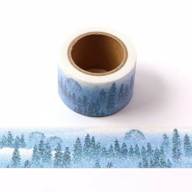 2 Rolls Hazy Forest Theme Glitter Washi Tape Sparkly 30mm Wide x 3 Meters
