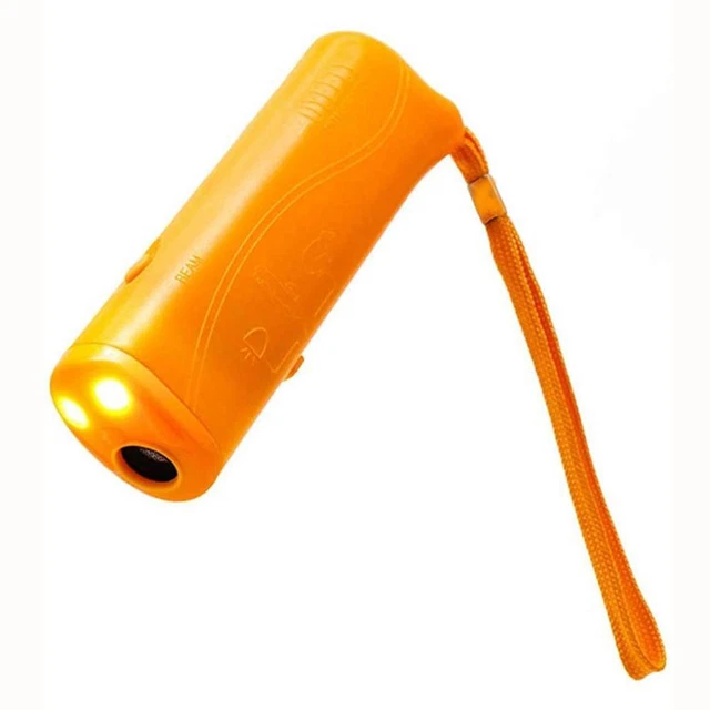 Repelente ultrasónico para perros plástico con linterna LED para accesorios para mascotas (amarillo)
