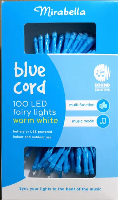 Mirabella Kids Pink or Blue 100 LED Music Sync Fairy Light Battery USB Power
