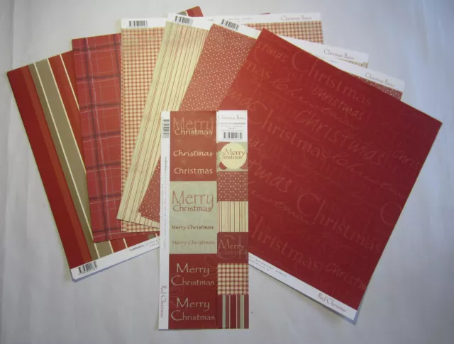 14 Pieces 12" Paper and Journal Blocks Scrapbooking Australia Red Christmas Mix