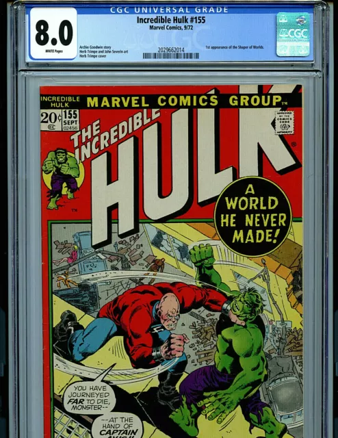 Hulk #155 CGC 8.0  Marvel Comics 1972 1st Shaper of Worlds Amricons K23