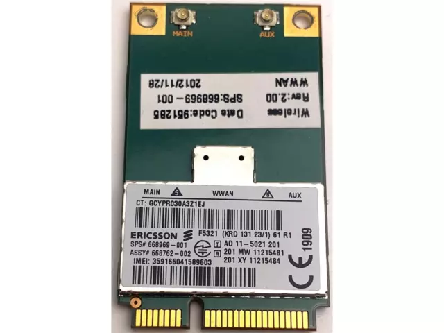 Ericsson HP Wireless Card/WIFI/W-LAN Karte F5321 WWAN 3G Mobile Karte 668969-001