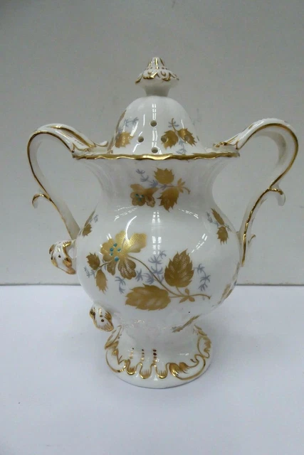 Vintage Coalport Porcelain Perfumer Urn Pot Pouri Lidded Vase Gilt Floral