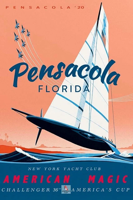 Poster Manifesto Locandina Pubblicità  Sport Vela Stampa Vintage America's Cup