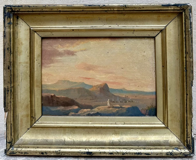 Peinture Orientaliste XIXe - Huile Sur Panneau Carton - Désert - Art Orientalisme