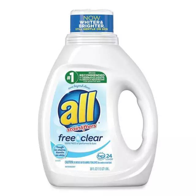 All Ultra Free Clear Liquid Detergent, Unscented, 141 oz Bottle, 4/Carton