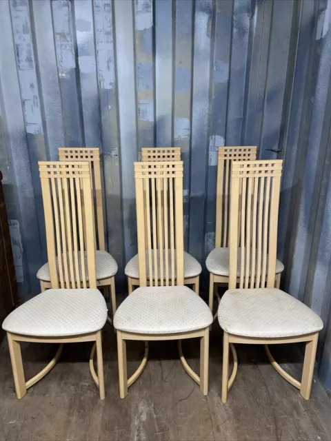 Superb Set Of 6 Retro Styled Vintage Danish Actona High Back Dining Chairs Repro