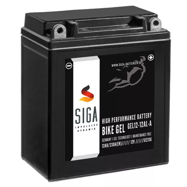 SIGA BIKE GEL Motorrad Batterie YB12AL-A2 12Ah 12V 230A/EN GEL12-12AL-A YB12AL-A