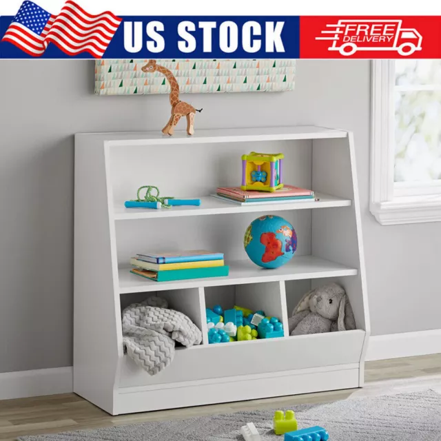 Kids Bin Toy Storage Box Bookcase Organizer Shelf Playroom Bookshelves Bedroom
