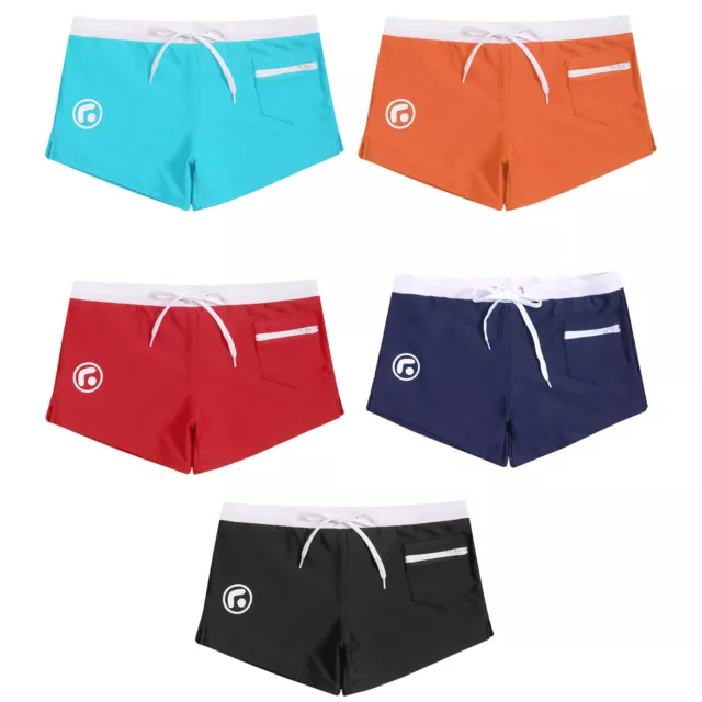 Men Shiny Boxer Shorts Elastic Lounge Sports Short Pants Swim Drawstring Trunks