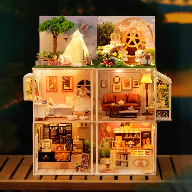 DIY WOODEN ASSEMBLED Doll House Toys Handmade Room Model Toys for