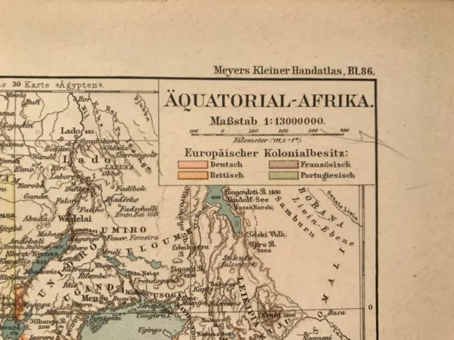Landkarte Äquatorial - Afrika, Congo-Staat, Kolonien, Meyer 1892