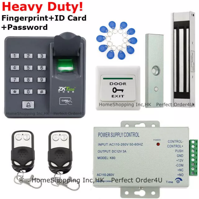 ZKTeco Fingerprint+RFID Card Access Control Kit+ Magnetic Lock+2 Remote Controls