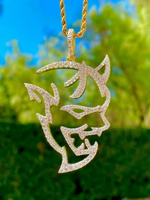 2Ct Round Cut Moissanite Men's Custom Devil Charm Pendant 14K Yellow Gold Plated