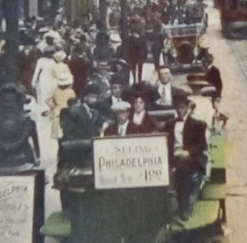 Vtg. Amer. postcard, "Chestnut Street, Philadelphia, Pa.", color RPPC, 1912.