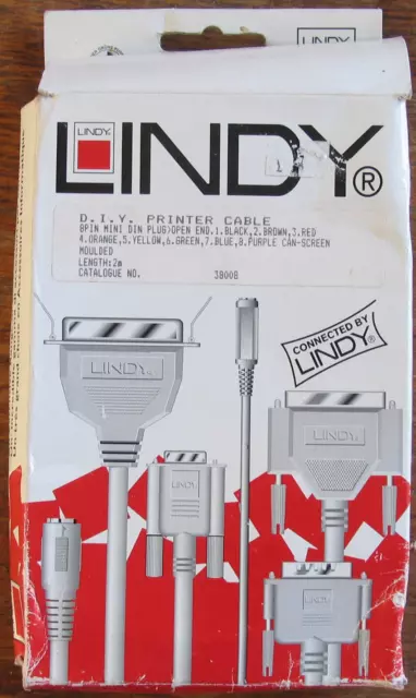 Lindy D. I. Y. Printer Cable 8 pin mini din to open (bare) end Apple Macintosh