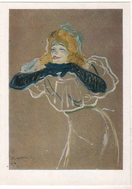 1982 Singer Yvette Guilbert Sketch ART Toulouse Lautrec Old RUSSIAN postcard