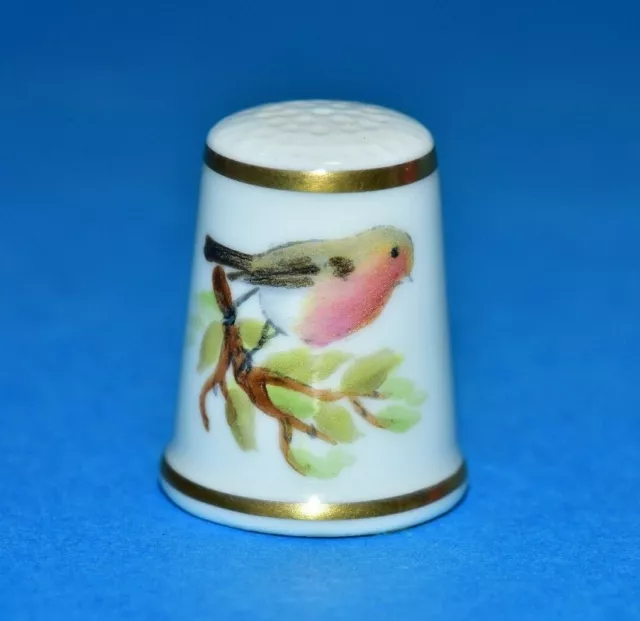 Royal Worcester Hand Painted Robin Thimble Bird Illustration signed F Round