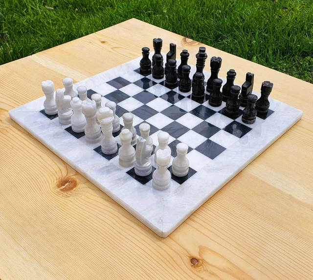 Jeu de société Radicaln Marble Checkers 15 Pouces Noir et Blanc Jeu de Dames de Tournoi Fait à la Main pour 2 Joueurs - Jeux de société Portables pour Enfants