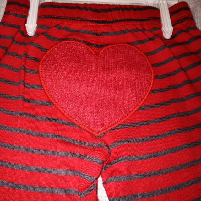 Carters Too Cute Outfit grey shirt snaps red pants with heart 24 Months