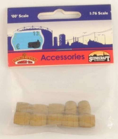 Bachmann 44518 Set 10 Barriles De Modelo Madera H=12mm Plástico Diorama 1:76