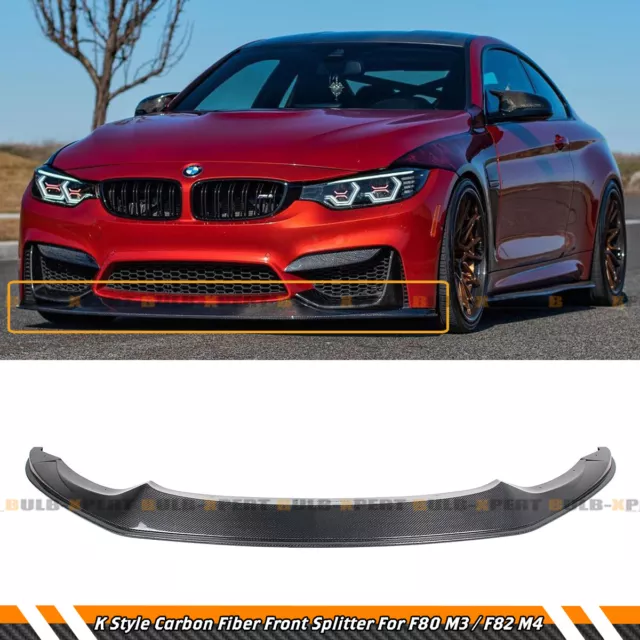 K Style Carbon Fiber Front Bumper Lip Splitter For 2015-19 BMW F80 M3 F82 F83 M4