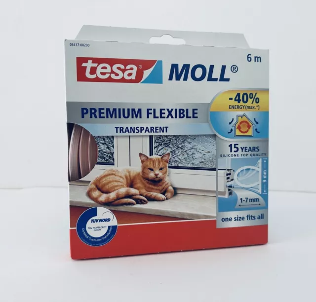 Tesamoll Premium Flexible Fenster- und Türdichtung 6 M Transparent Neu OVP