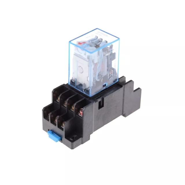 MY4NJ 12v/24v/220v Coil Power Relay DIN Rail Mounted 14 Pin 4PDT with Socket@t@ 3