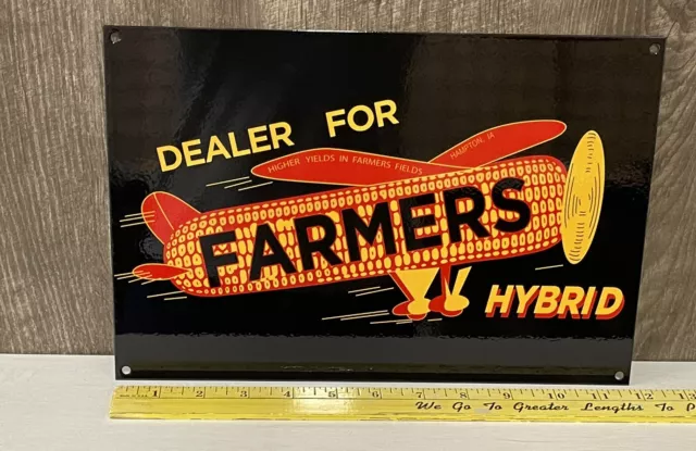 Farmers Seed Corn Metal Sign Farm Agriculture Helicopter Gas Oil Animals Hybrid