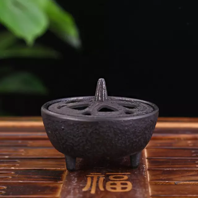 Décoration ronde de bol brûlant d'encens de fonte avec le couvercle pour la