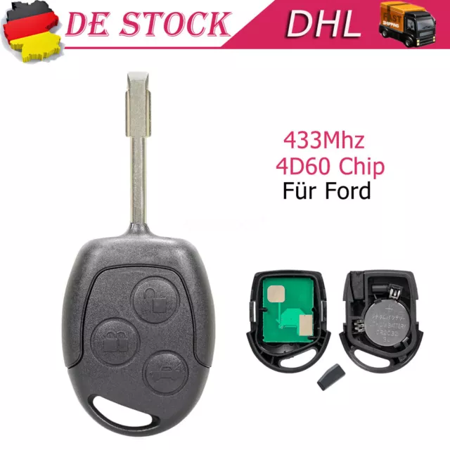 Funk Schlüssel Fernbedienung für Ford Focus Fiesta Mondeo Transit C-Max 433MHz