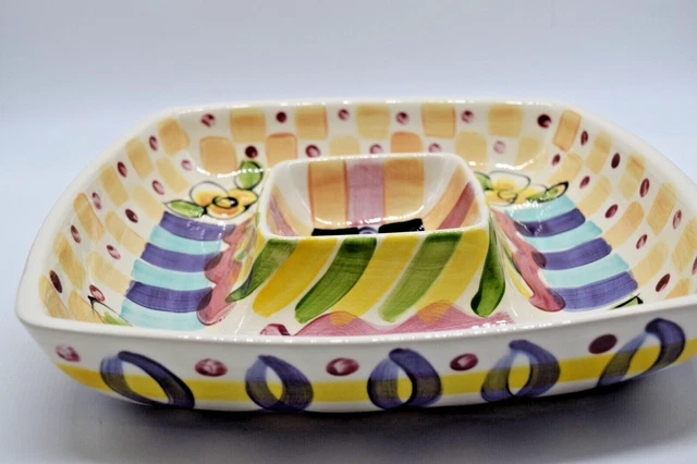 1997 Vicki Carroll Razzle Dazzle Chip & Dip Vegetable Fruit Serving Dish Tray