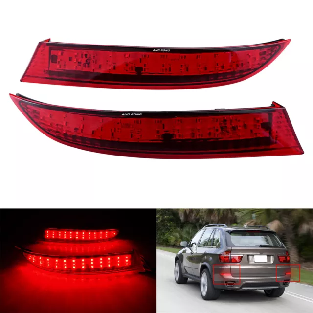 2x Rear Bumper Reflector LED Tail Stop Brake Light For BMW X5 E70 LCI 2010-2013