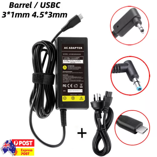 65W USB Type C Charger Adapter Laptop Power Supply For HP Chromebook Lenovo Acer