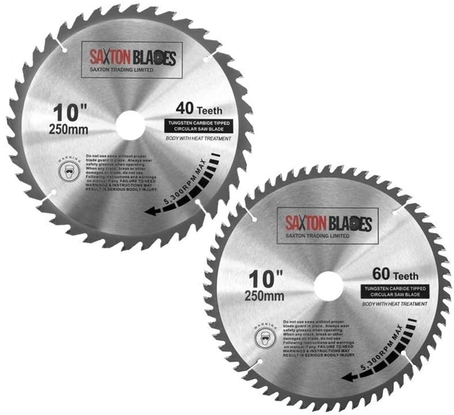 Saxton 2 x Lame de scie circulaire TCT 250 mm - 60 x 30 mm 40 dents &pour Bosch,