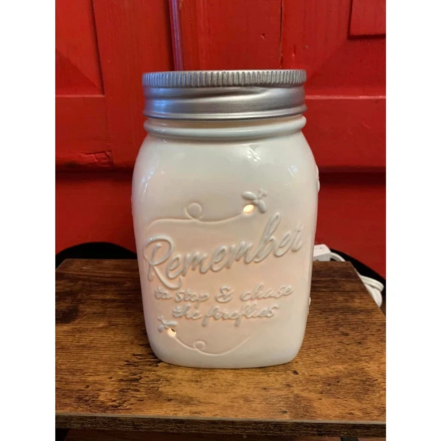 Scentsy Mason Jar Chasing Butterflies Lgt Blue Wax Warmer Premium Electrical EUC