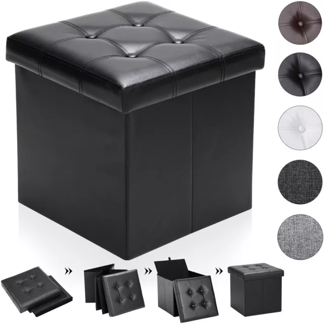 CASARIA® Sitzhocker Aufbewahrungsbox faltbar Sitztruhe mit Stauraum Sitzwürfel