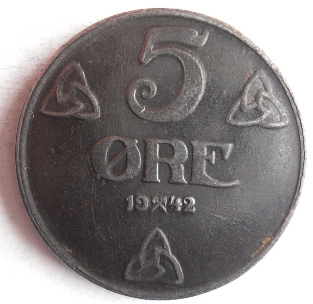 1942 NORWAY 5 ORE - Excellent Collectible Coin - FREE SHIP - Bin #159