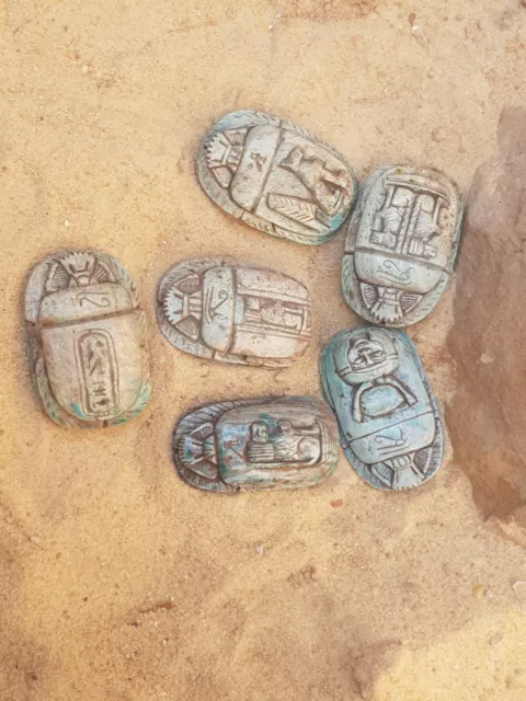 Rare Antique Ancient Egyptians 6 Big Scarabs Good Luck Wealth Museum QUAL 2480BC