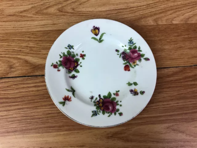 Crown Staffordshire Side Plate White With Red Rose Design