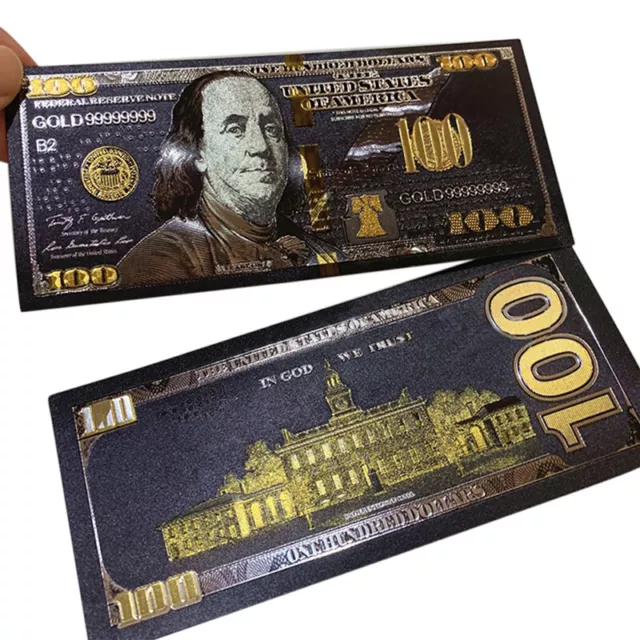 Antique Black Gold Foil USD 100 Currency Commemorative Dollars Banknotes De^^i