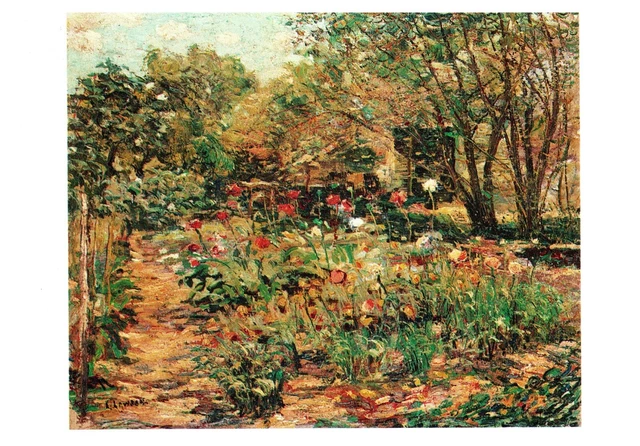 Brooklyn Museum Postcard Ernest Lawson 1873-1939 Garden Landscape, Oil on Canvas