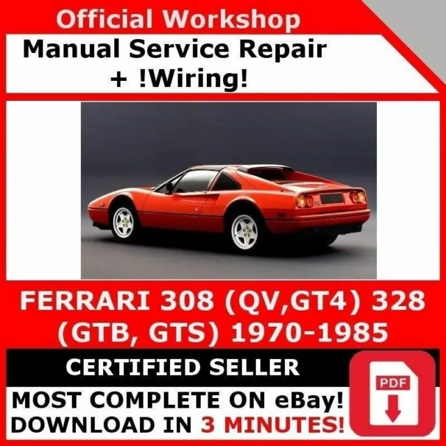 Factory Workshop Service Repair Manual Ferrari 308 Qv Gt4 328 Gtb Gts +Wiring